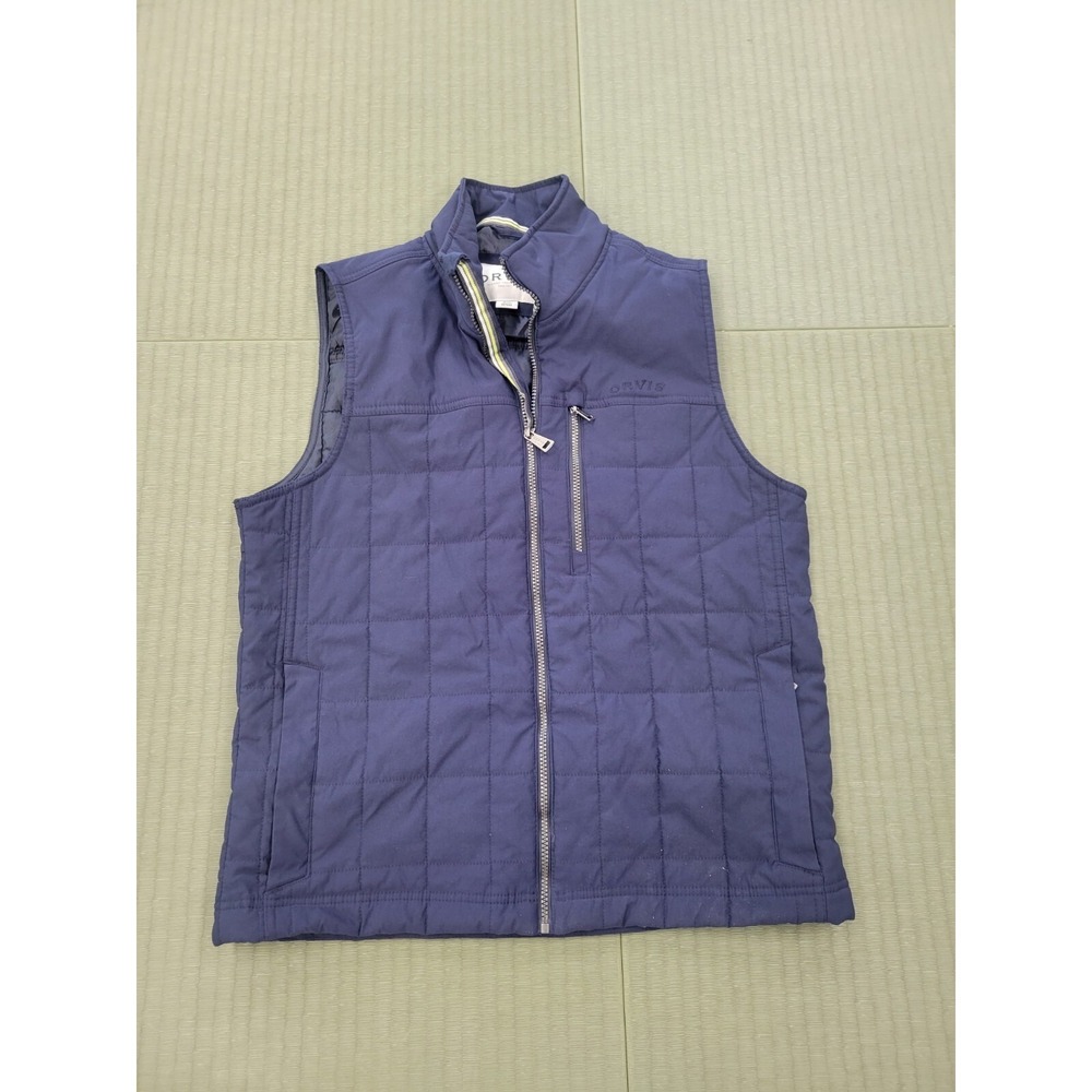 Orvis Puffer Vest Mens M Navy Blue Quilted Nylon Full Zip Sleeveless‎ Outdoors